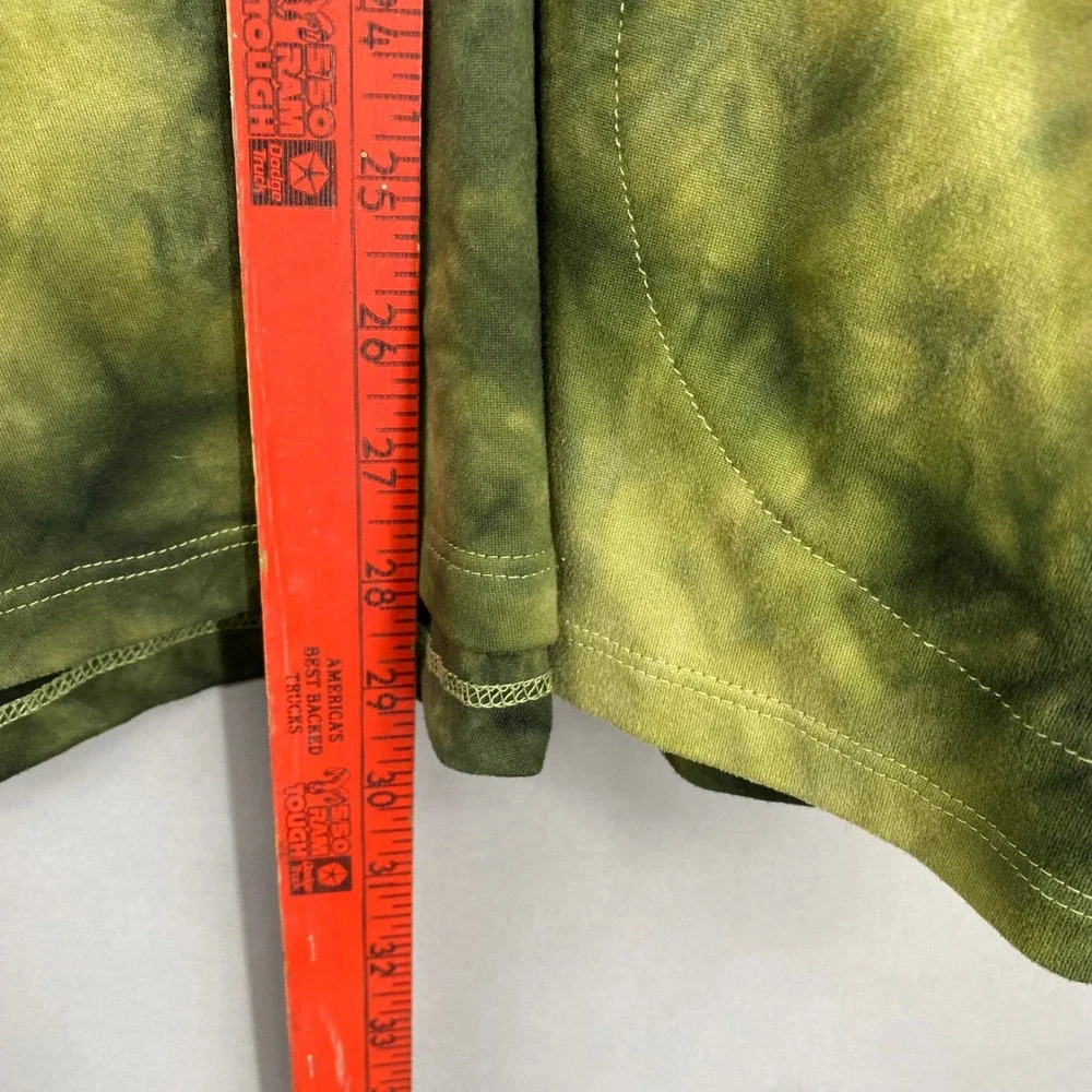LOGO Lounge Top Women 2X Green Tie Dye V-Neck Long Sleeve Pockets Lori Goldstein